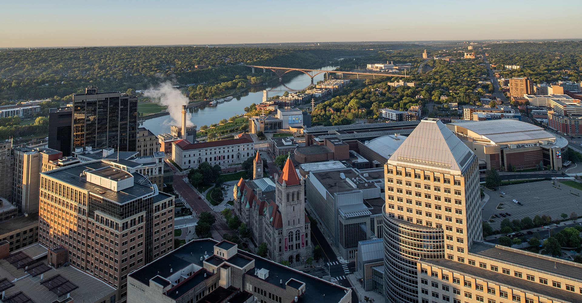 Saint Paul veiwed from the top of wells fargo place, looking towards smith ave bridge